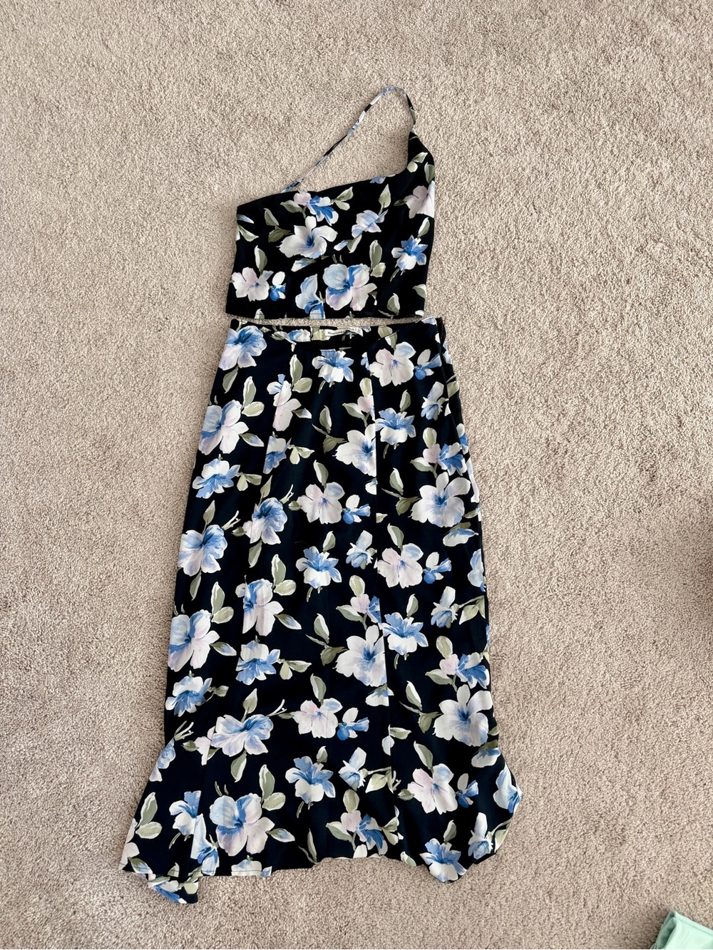 Abercrombie & Fitch Blue One-Shoulder Floral Two Piece